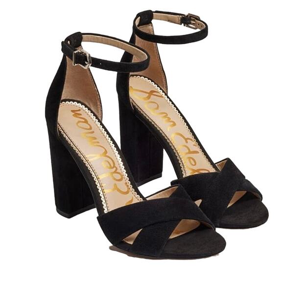 Sam Edelman Black Yancey Block Heel Strappy Sandal, Size 9 - Picture 1 of 9